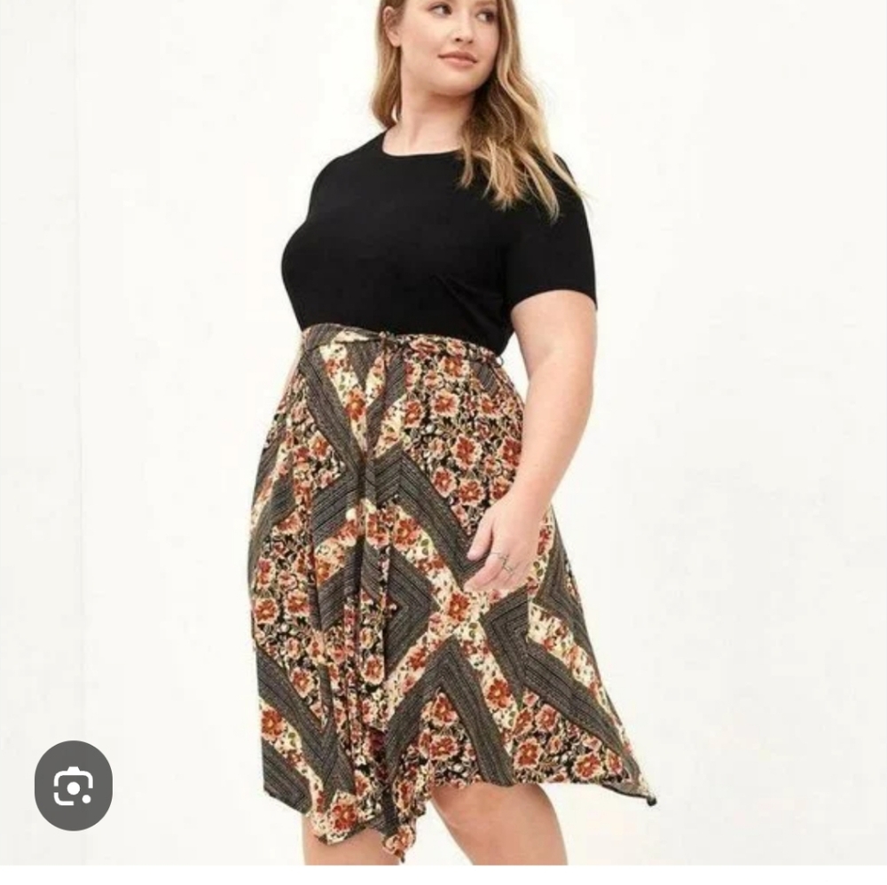 Plus Size 4x Torrid Dress Midi Scarf Print Comfy Boho Hippie